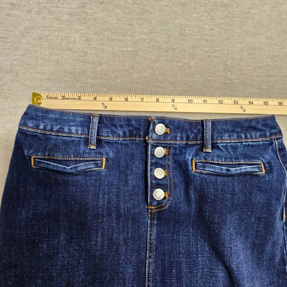 Talbots Denim Skirt Women 8P Dark Wash Button Fly Mini A-Line CN5010 - Picture 6 of 6